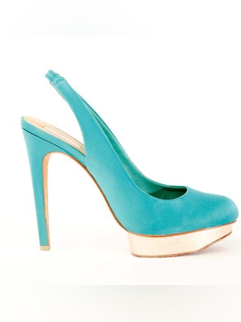 BCBGMAXAZRIA Fondley sea green satin slingback platform
